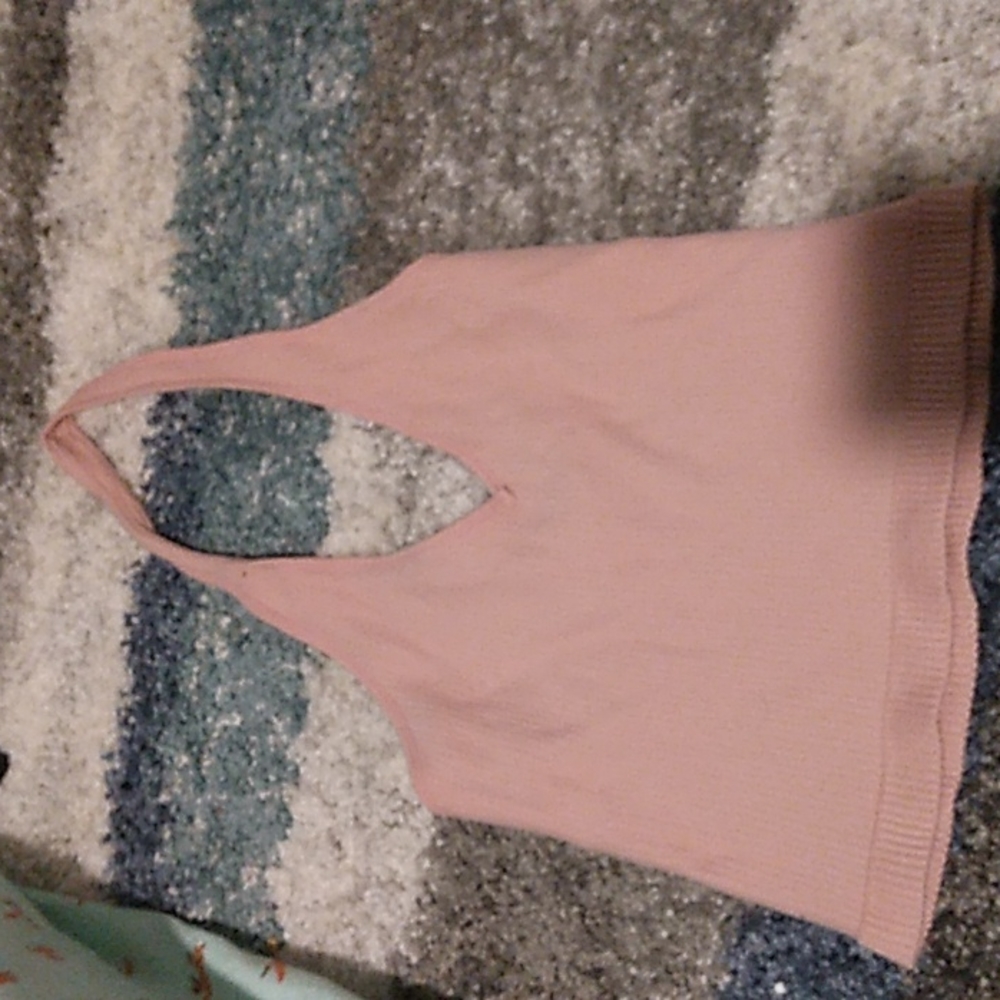 Pink crop top with no sleeves
